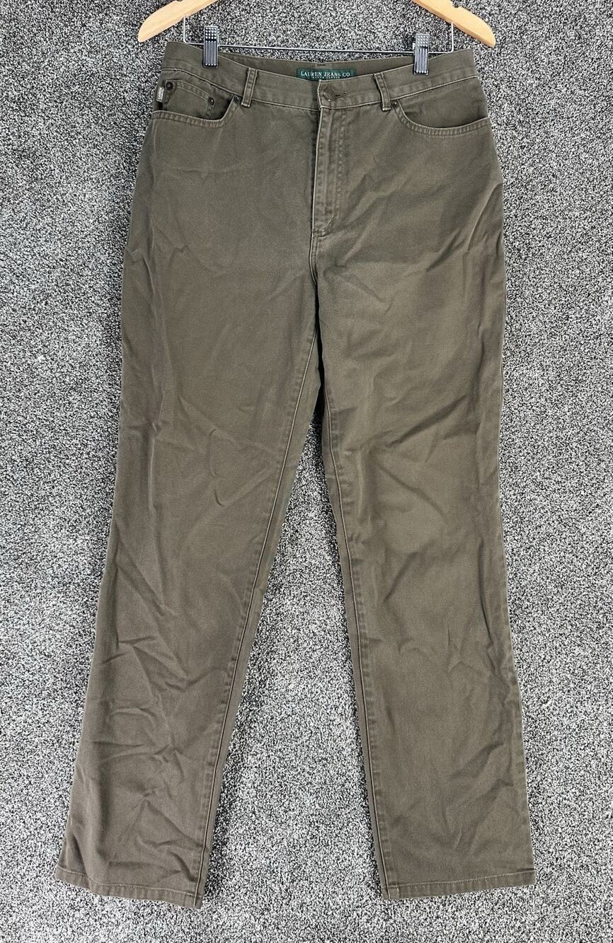 Lauren Jeans Co Ralph Lauren Olive Green Straight Pants Womens SZ 8 VTG 90s Y2K